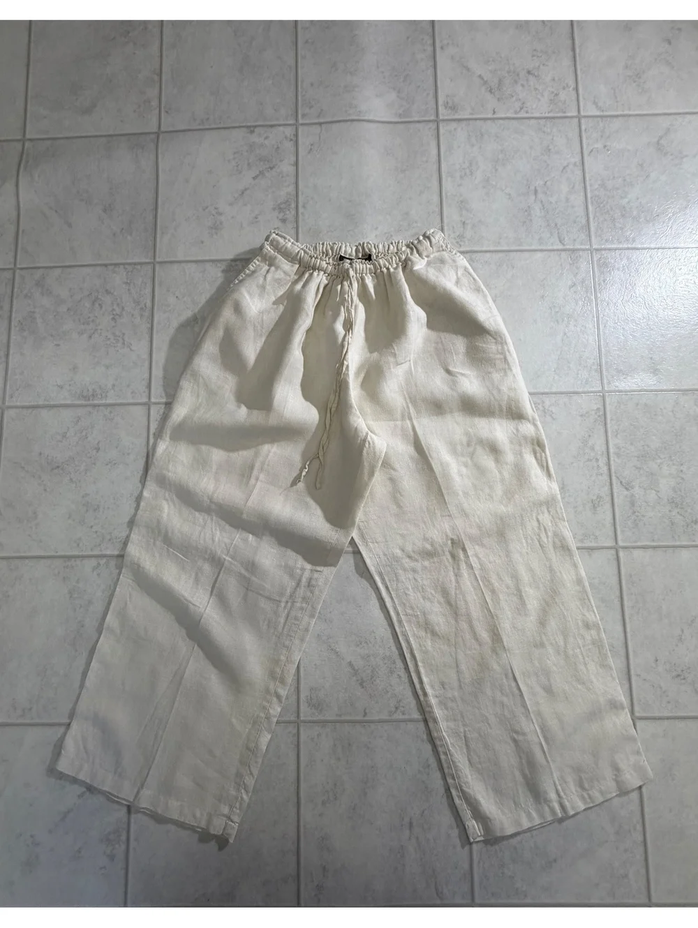Mossimo 100% Linen Cream Elastic Waist Pants